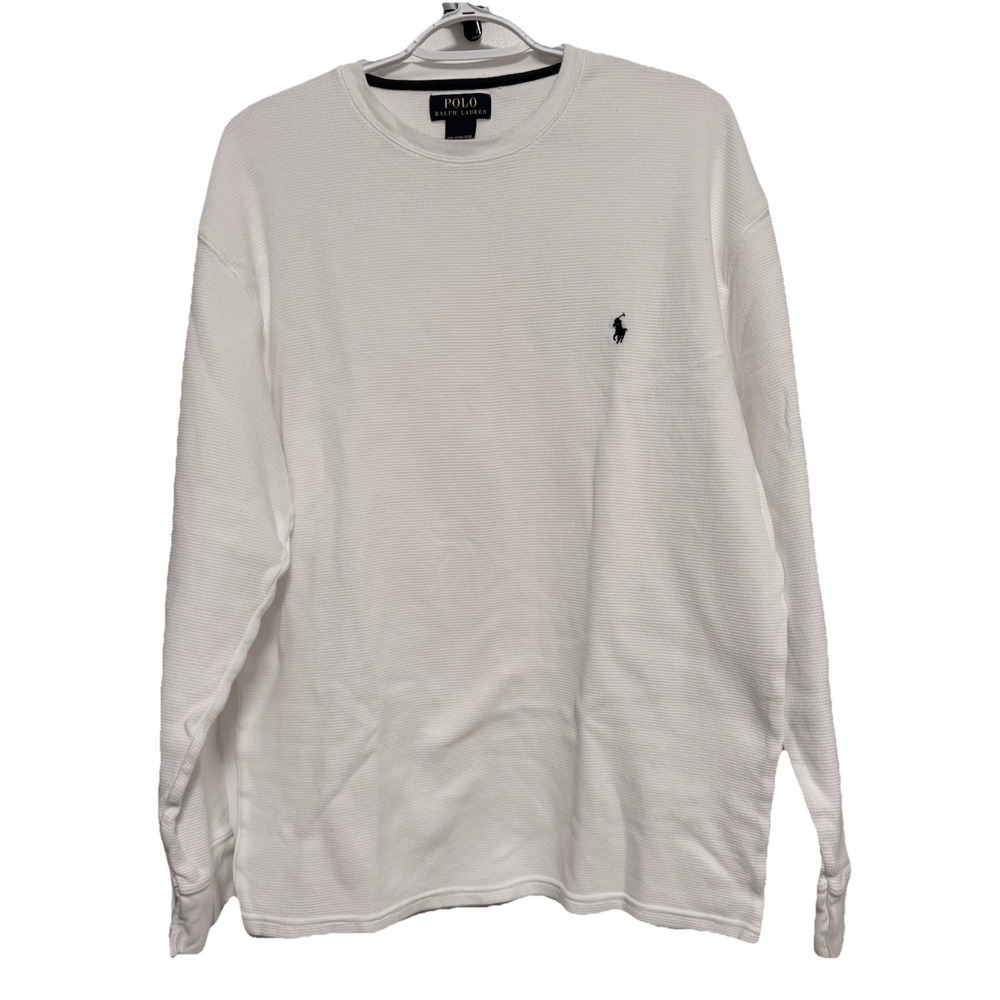 Polo Ralph Lauren Waffle Thermal Shirt Mens 2XL White Long Sleeve Crew Knit Pony